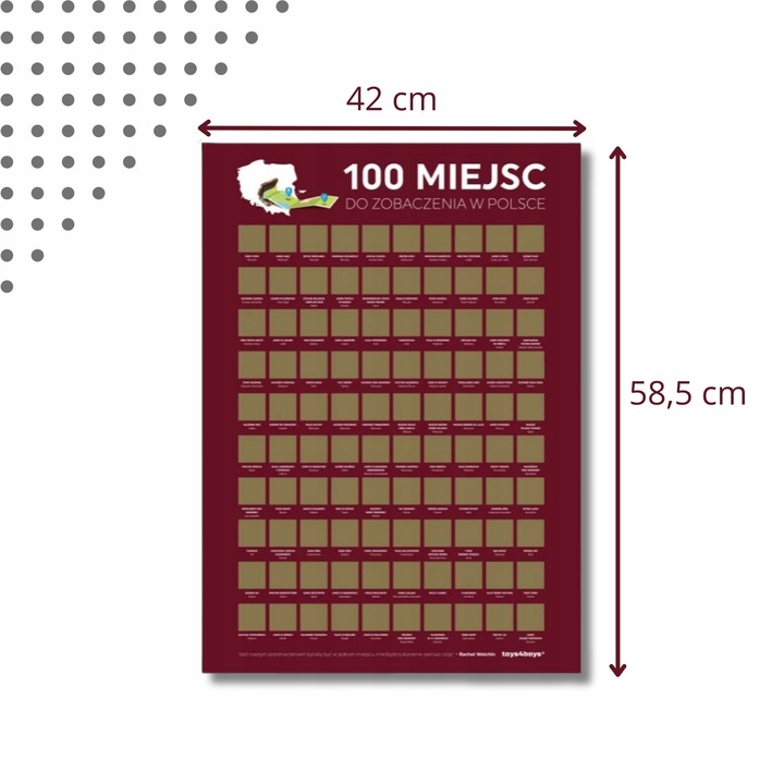 MAPA ZDRAPKA PLAKAT BUCKET LIST 100 MIEJSC POLSKA PREZENT NA URODZINY