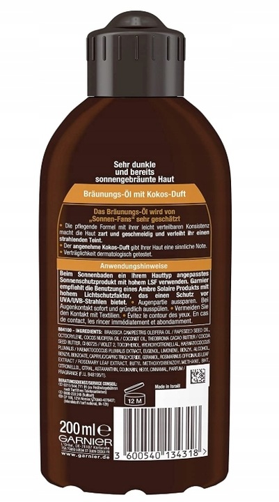 Garnier Ambre Solaire 200 ml olejek brązujący