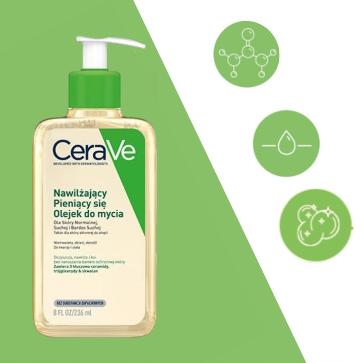 CeraVe Olejek Nawilżający Pieniący Się Do Mycia Twarzy i Ciała 236ml