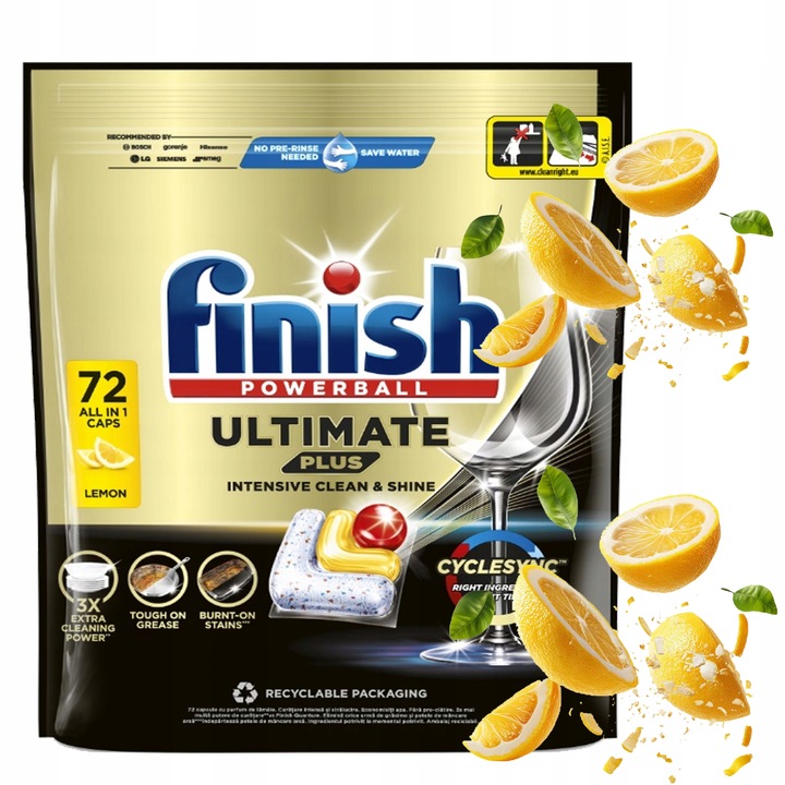 KAPSUŁKI TABLETKI DO ZMYWARKI FINISH ULTIMATE PLUS Allin1 LEMON 72 SZTUKI