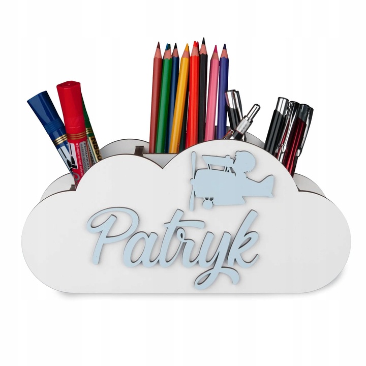Przybornik Organizer na biurko kredki Chmurka imię dekoracja prezent wzory