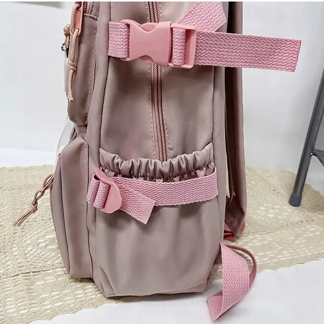 Plecak Szkolny RÓŻOWY Tornister Z Misiem Brelok dla Dziewczynki Dziecka