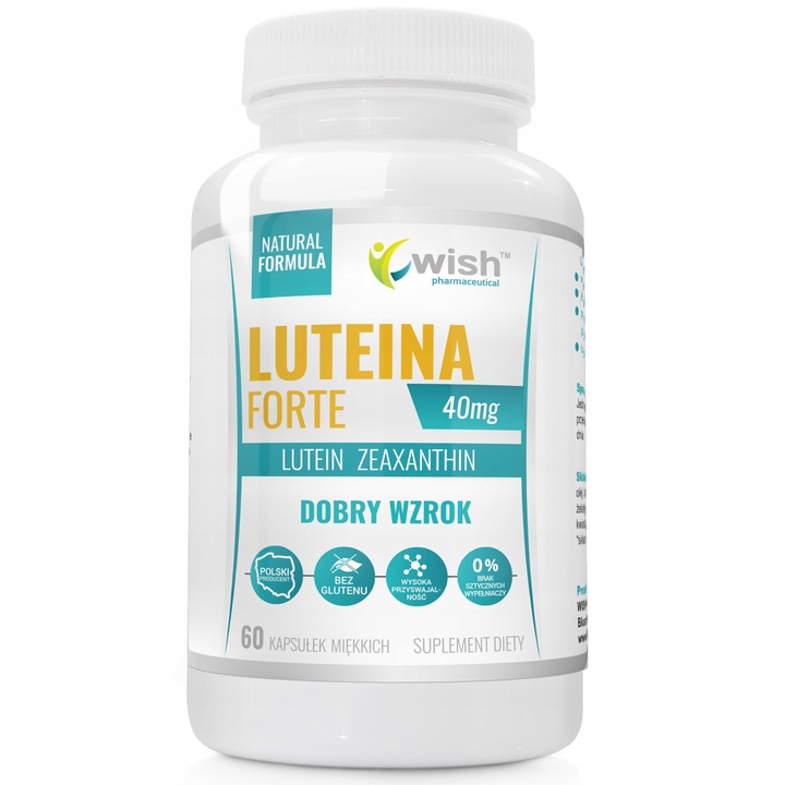 LUTEINA FORTE MAX 40mg NATURALNA + Zeaxantyna 60k WISH wsparcie OCZY WZROK