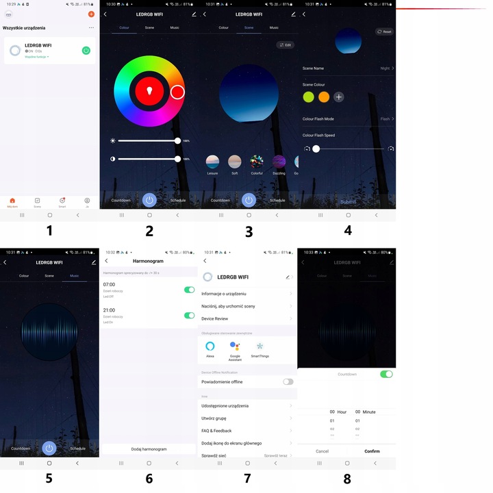Taśma LED 6M RGB 5050 WiFi PILOT APLIKACJA TUYA ZESTAW MUZYKA TIMER