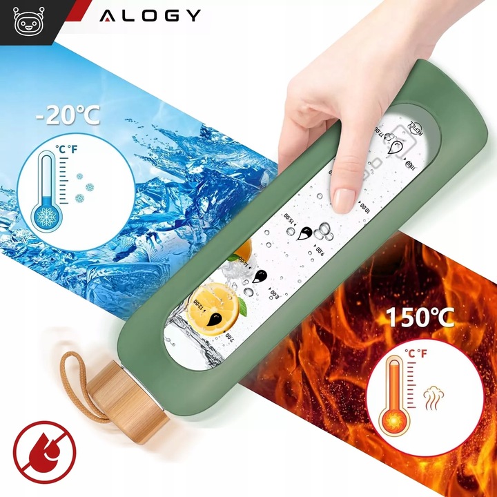 BUTELKA SZKLANA NA WODĘ BIDON MOTYWACYJNA SZCZELNA SILIKONOWE ETUI 1000 ML