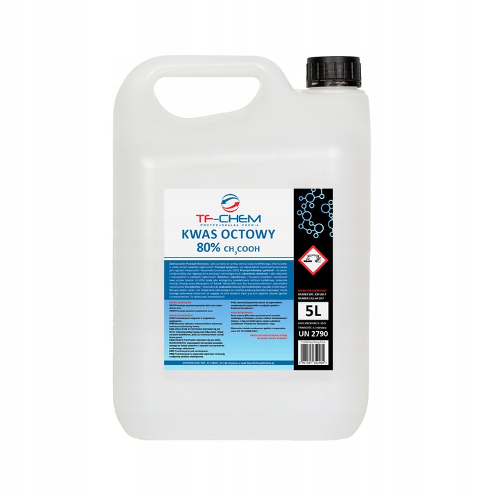 Kwas Octowy 80% 5L Esencja Octowa Naturalny na Chwasty, Czyszczenie TF-CHEM