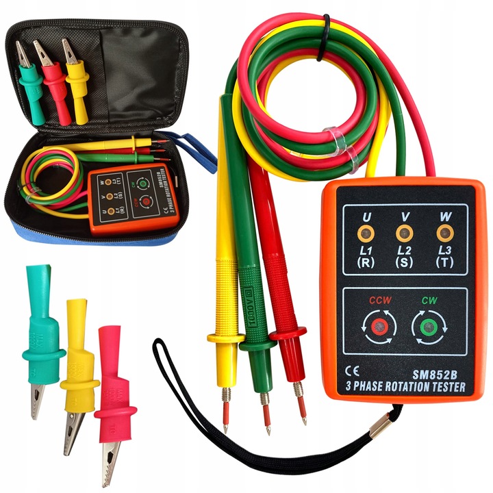Miernik tester kolejności faz rotacji fazomierz 3-Fazowy AC SM852B 60V~600V