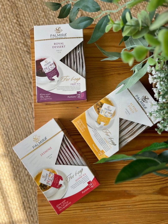 Herbata zielona liścasta deluxe z kwiatami jaśminu Palmira 15 saszetek