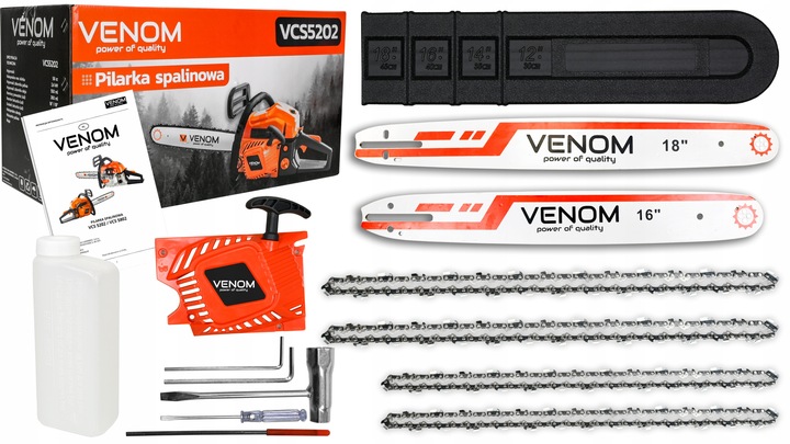 PIŁA SPALINOWA PILARKA ŁAŃCUCHOWA 5,9KM 58CC 4xŁAŃCUCH 2xPROWADNICE