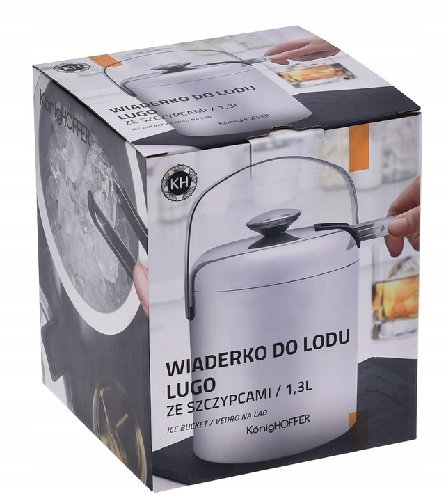 WIADERKO Pojemnik Stalowy na LÓD z Pokrywą 1,3 L COOLER do Lodu +