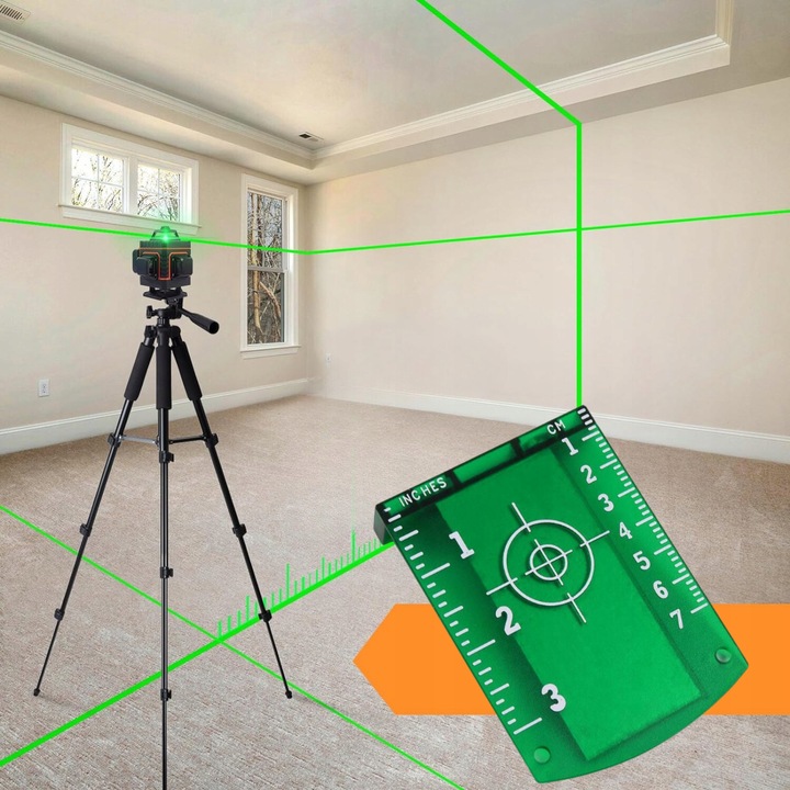 Poziomica Laserowa Płaszczyznowa Laser Krzyżowy 4D + Statyw + 2X