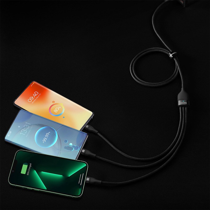 Kabel USB-USB Typ C - Micro USB-USB Typ-C-Lightning BASEUS 3w1 100W 1.2 m