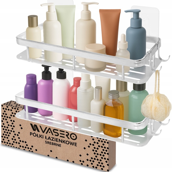 2x PÓŁKA POD PRYSZNIC wisząca samoprzylepna ścienna do łazienki prysznic