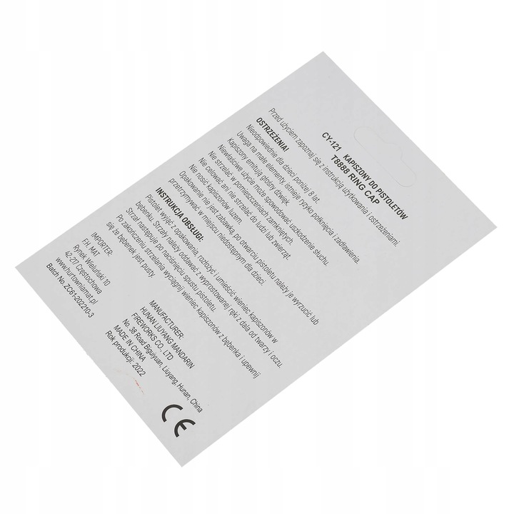 PISTOLET NA KAPISZONY SPŁONKĘ HUKOWY GRATIS SPŁONKA 24 x 72 1728 STRZAŁÓW