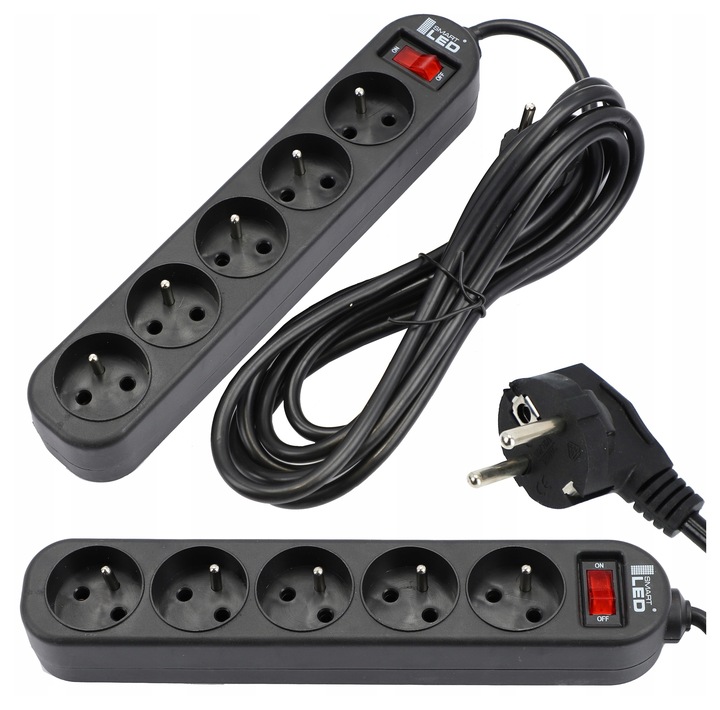 Przedłużacz Listwa Zasilająca 3 Metry 5 Gniazd Z Podświetlanym Włącznikiem