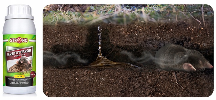 ŚRODEK NA KRETY PREPARAT OPRYSK ODSTRASZACZ KRETOTERROR PŁYN STRONG