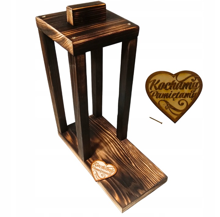 Lampion Na Cmentarz Baza Na Stroik Duży 39 cm XXL + Serduszko z Grawerem