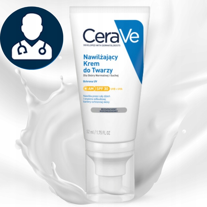 CeraVe Krem Nawilżający do Twarzy, Skóra Normalna i Sucha z SPF 30 52ml