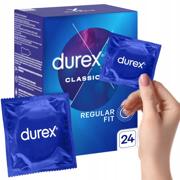 DUREX Classic klasyczne Prezerwatywy Nawilżane Gładkie Komfortowe 24 sztuki