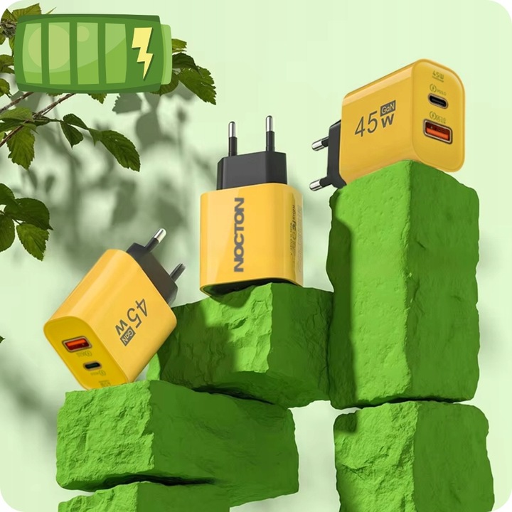 SZYBKA ŁADOWARKA SIECIOWA USB TYPE-C GaN 45W QC 3.0 PD do TELEFONU LAPTOPA