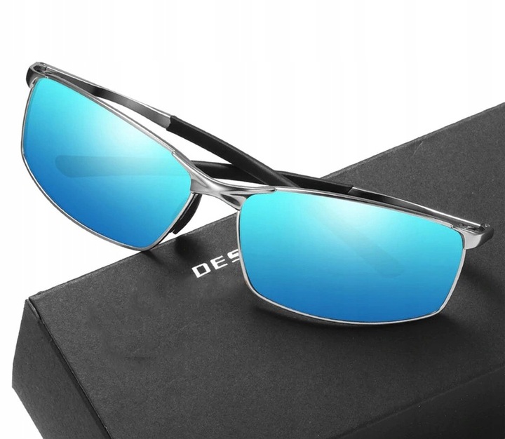 ALUMINIOWE MĘSKIE OKULARY POLARYZACYJNE CZARNE 559