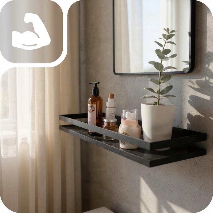 PÓŁKA ŁAZIENKOWA NA KOSMETYKI KUCHENNA CZARNA NA ŚCIANĘ XL 30cm LOFT