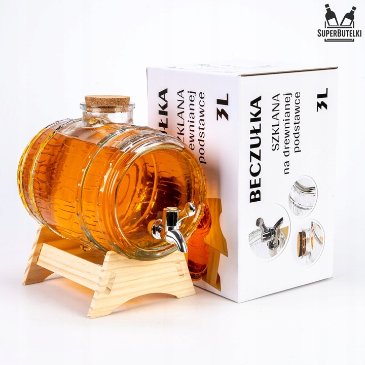 BECZKA SZKLANA 3L BECZUŁKA ANTAŁEK NA NAPOJE LEMONIADĘ WÓDKĘ WINO BIMBER