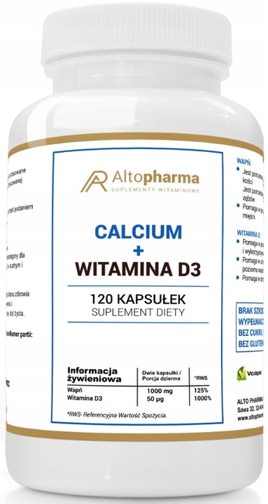 Altopharma Calcium + Witamina D3 wapń 120 kaps.
