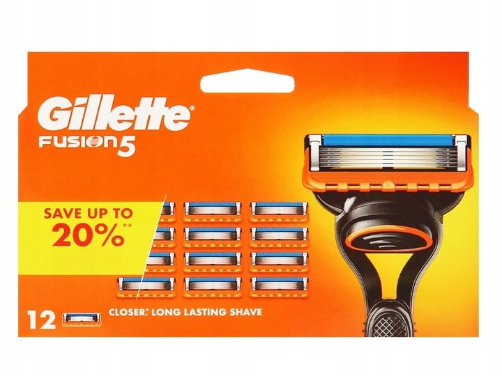 ORYGINALNE WKŁADY OSTRZA NOŻYKI WYMIENNE DO MASZYNKI GILLETTE FUSION 5 x12