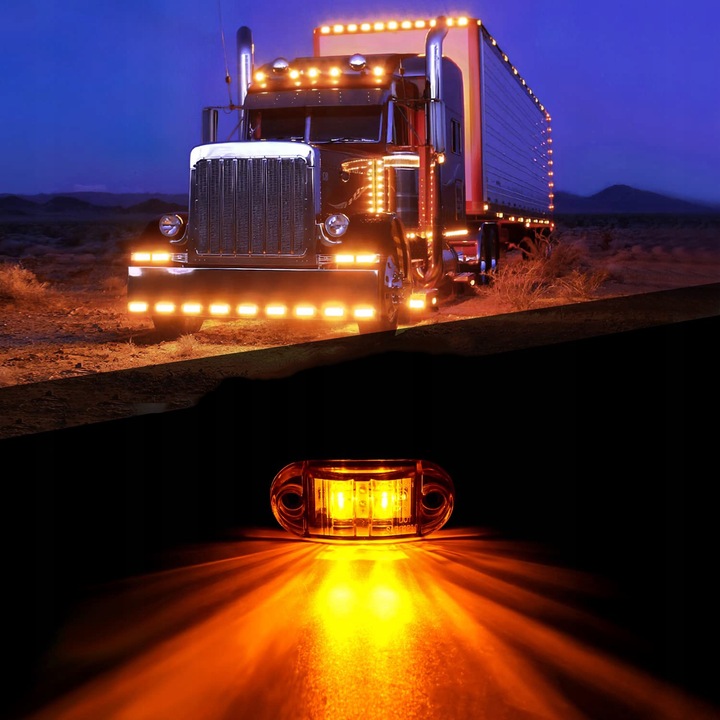 10x LAMPA OBRYSOWA OBRYSÓWKA DIODOWA LED POMARAŃCZOWA + ZESTAW ŚRUBEK