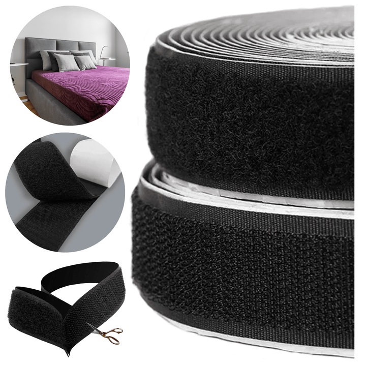 Taśma rzep samoprzylepny do paneli tapicerowanych CZARNY 50 mm - 5