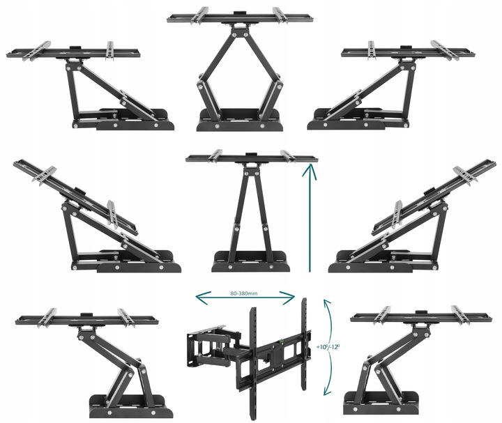 EXTRA MOCNY OBROTOWY UCHWYT na TELEWIZOR WIESZAK TV 32-80 cali