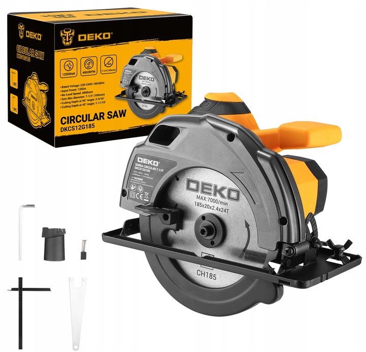 PIŁA TARCZOWA PRZECINARKA RĘCZNA PILARKA DO DREWNA 1200W TARCZA 185MM