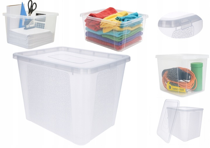 Pojemnik 30 l przezroczysty z pokrywą BPA free do przechowywania