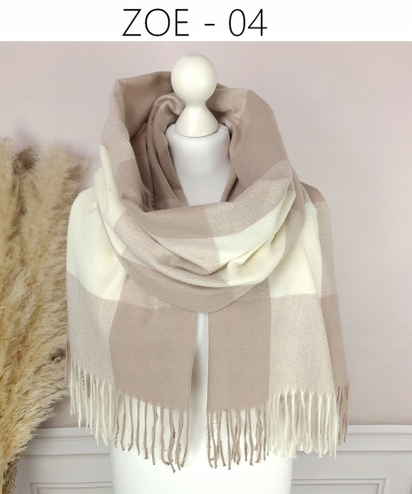 Stylowy CIEPŁY SZAL damski długi DUŻY szalik W MODNĄ KRATĘ JESIENNY,