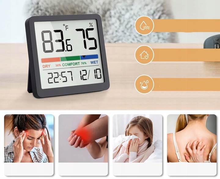 Stacja Pogodowa Termometr POKOJOWY ZEGAR LCD Stacja pogody wewnętrzna