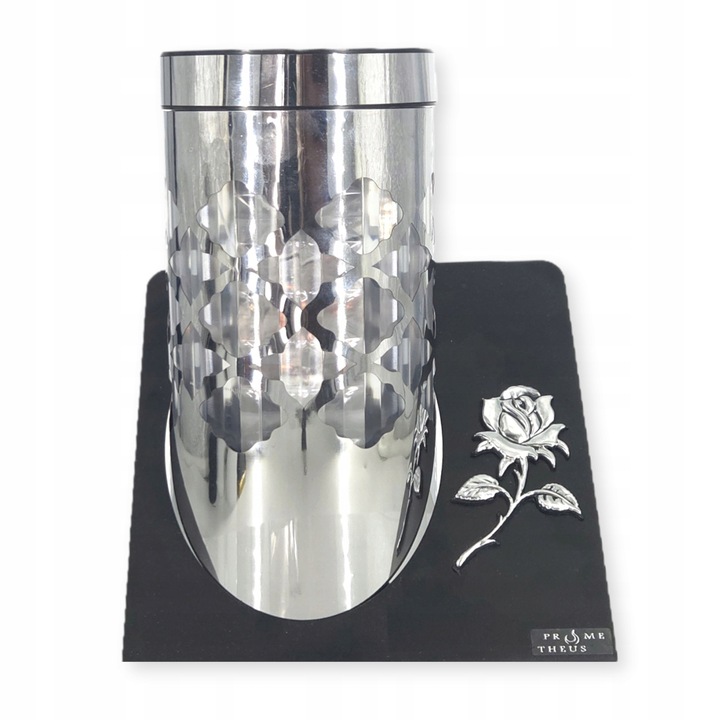 SOLARNY ZNICZ LED NAGROBNY SREBRNY WYTRZYMAŁY WIECZNA LAMPKA PARIS 23CM