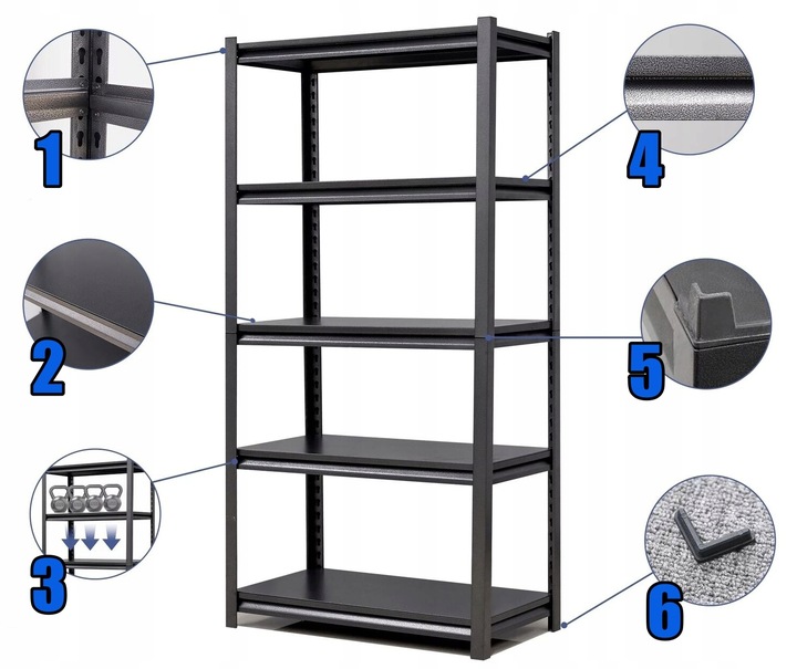 REGAŁ METALOWY MAGAZYNOWY 200x300x40 5 półek do garażu piwnicy biura
