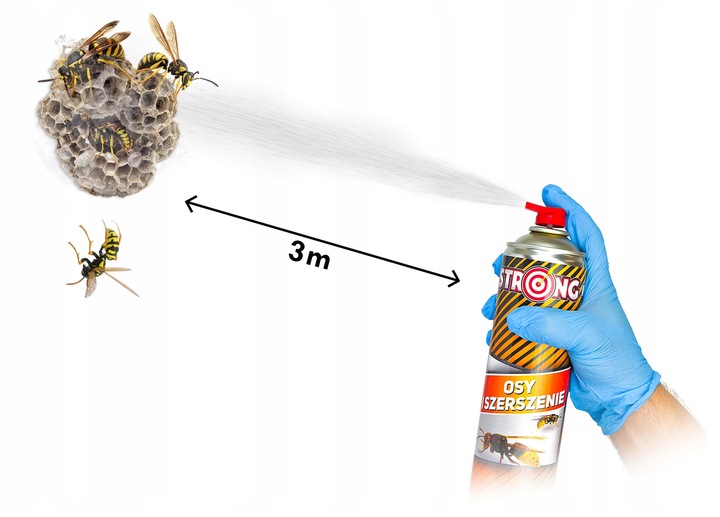 SPRAY PREPARAT NA OSY I SZERSZENIE NISZCZY GNIAZDA OS MIOTACZ STRONG