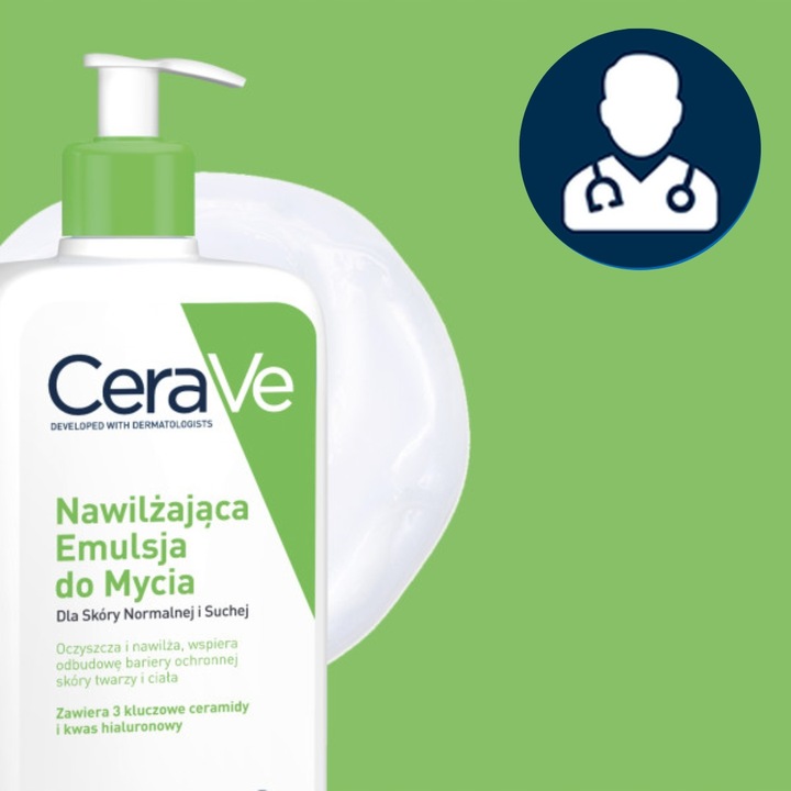 CeraVe Emulsja Nawilżająca do Mycia 236ml, Żel Myjący Trądzik 236ml +GRATIS