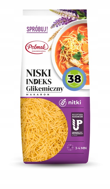 MAKARONY PENNE SPAGHETTI ŚWIDERKI NITKI 250g POLMAK NISKI IG