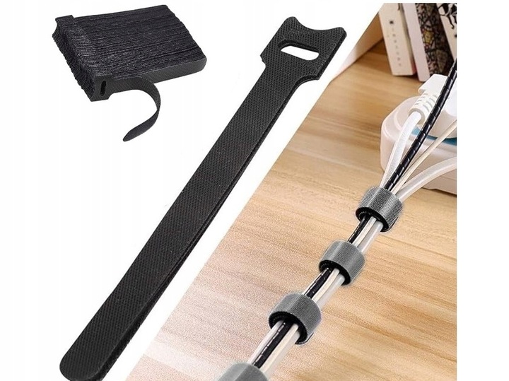 100 x OPASKA RZEP PASKI DO KABLI TAŚMA RZEPOWA WIELOKROTNEGO UŻYTKU