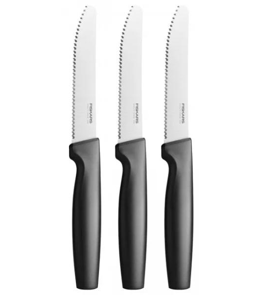 FISKARS FF KOMPLET 3 NOŻY STALOWYCH DO POMIDORÓW Z ZĄBKAMI SET OSTRE