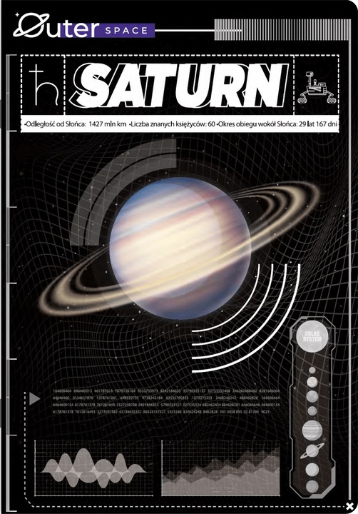 10X ZESZYT TOP 2000 A5 60 KARTEK, KRATKA +MARGINES, KOSMOS, PLANETY