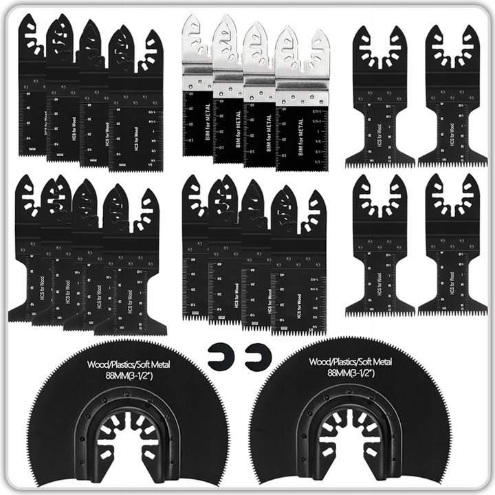 Brzeszczoty oscylacyjne 24szt do narzędzia wielofunkcyjnego drewno