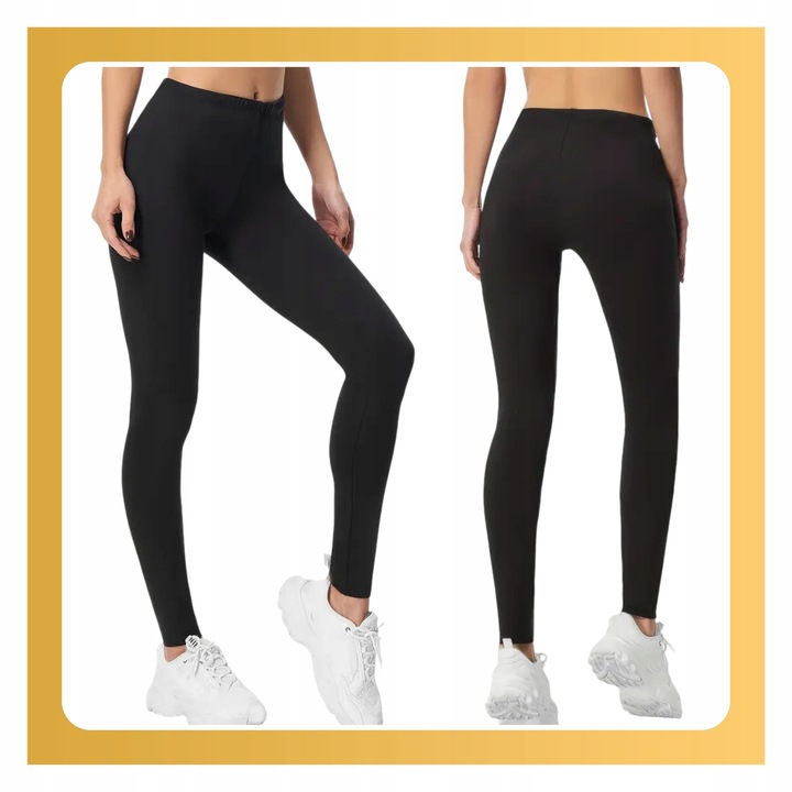 Legginsy DAMSKIE długie BAMBUSOWE Getry Wysoki Stan Czarne KRYJĄCE S/M