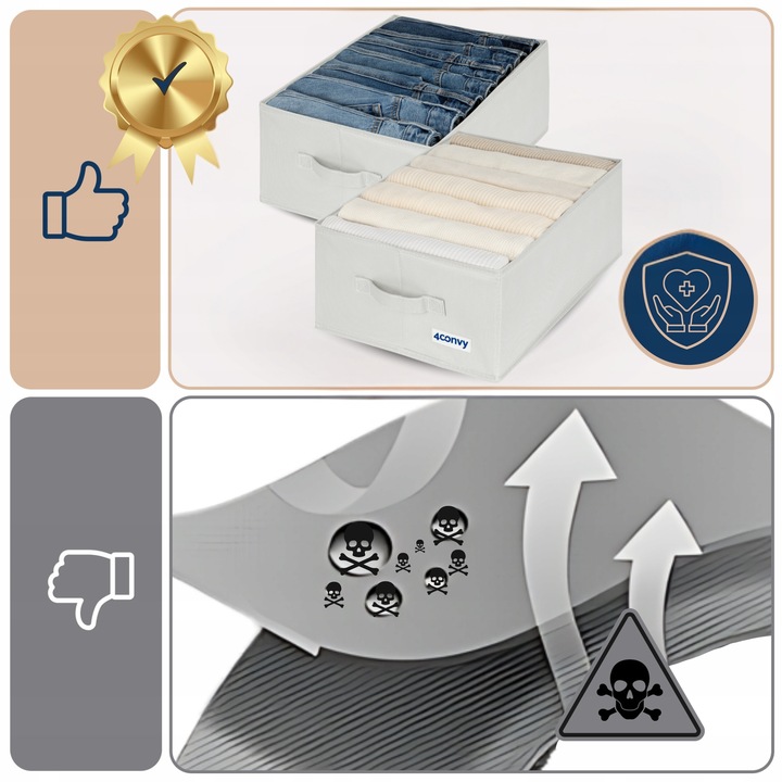 2x organizer XXL pudełko pojemnik na ubrania jeansy do szuflady