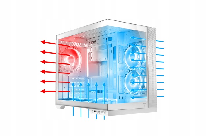 Gamingowa obudowa MODECOM VOLCANO PANORAMA APEX ARGB 5F MIDI biała, 5×went.