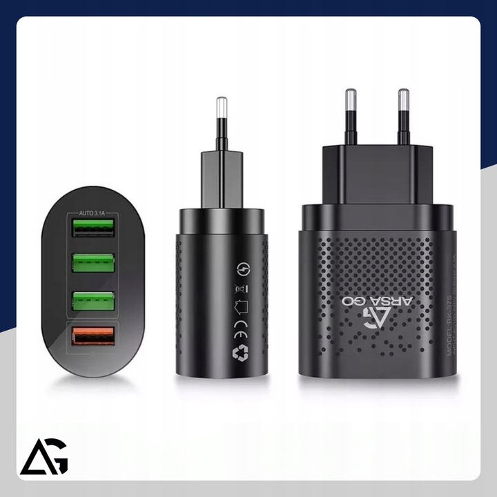 SZYBKA ŁADOWARKA DO TELEFONU KOSTKA 4X USB SZYBKIE ŁADOWANIE I KABEL 3W1