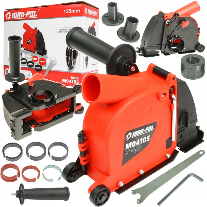 OSŁONA PRZECIWPYŁOWA DO SZLIFIERKI BRUZDOWNICA 125 ADAPTERY KLUCZ